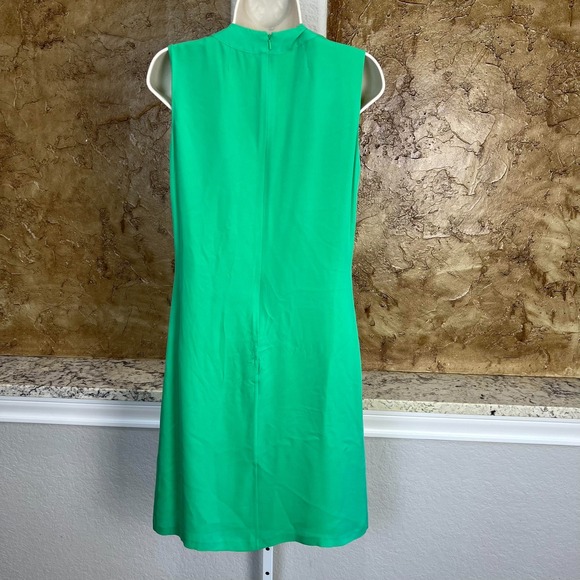 Raoul 100% Silk Shift Dress Womens 8 Pleated Sleeveless Belted Kelly Green - Picture 3 of 8